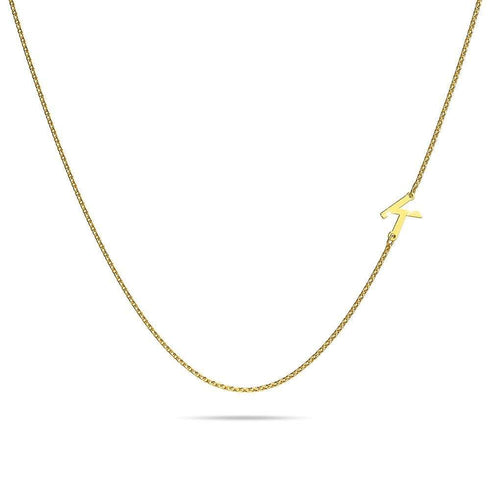 Bold Alphabet Letter Initial Charm Necklace in Gold Tone